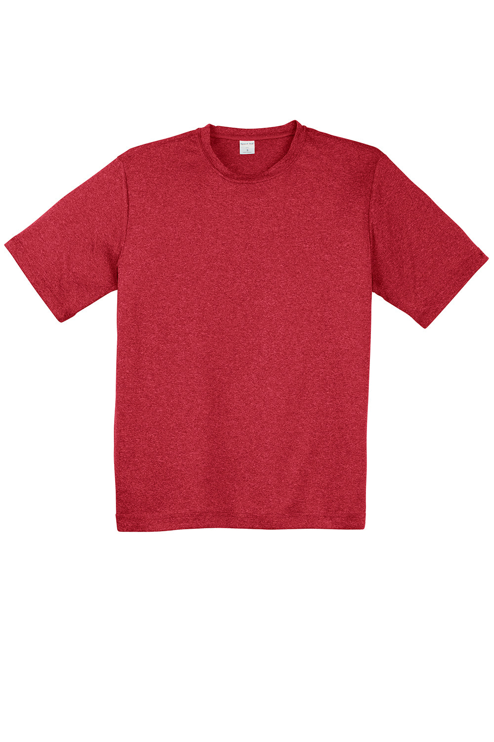 Sport-Tek ST360/TST360 Mens Contender Heather Moisture Wicking Short Sleeve Crewneck T-Shirt Heather Scarlet Red Flat Front