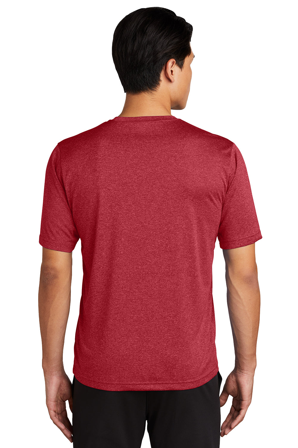 Sport-Tek ST360/TST360 Mens Contender Heather Moisture Wicking Short Sleeve Crewneck T-Shirt Heather Scarlet Red Model Back