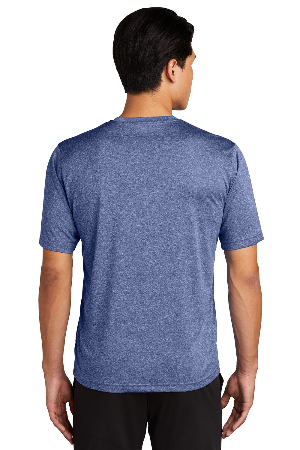 Sport-Tek ST360/TST360 Mens Contender Heather Moisture Wicking Short Sleeve Crewneck T-Shirt Heather True Royal Blue Model Back