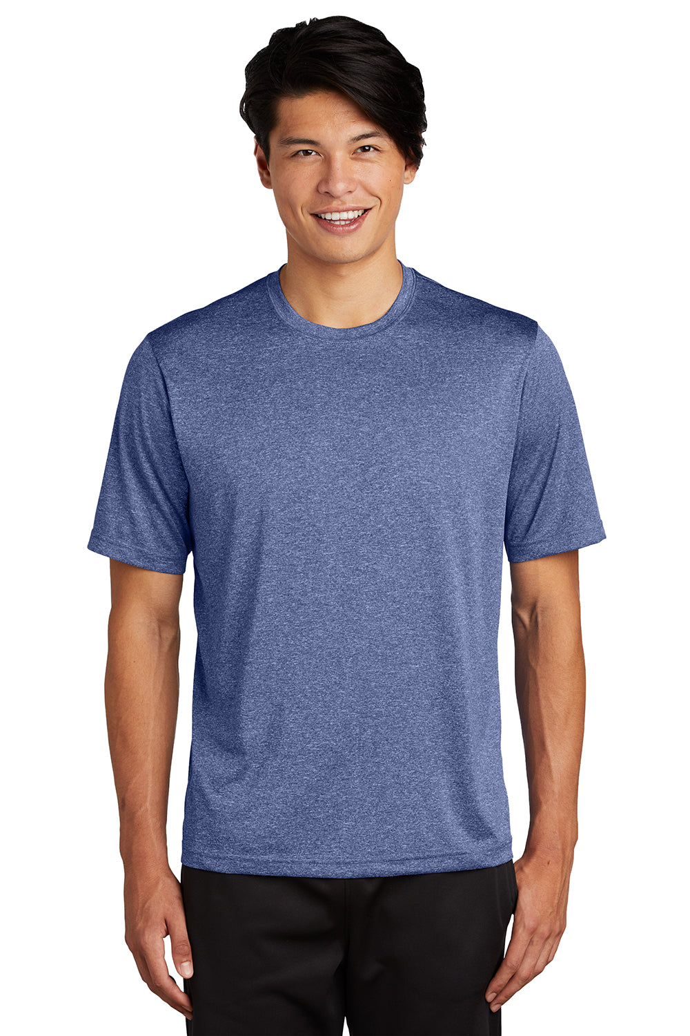 Sport-Tek ST360/TST360 Mens Contender Heather Moisture Wicking Short Sleeve Crewneck T-Shirt Heather True Royal Blue Model Front