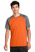 Sport-Tek ST362 Mens Contender Heather Moisture Wicking Short Sleeve Crewneck T-Shirt Heather Deep Orange/Heather Graphite Grey Model Front