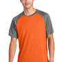 Sport-Tek Mens Contender Heather Moisture Wicking Short Sleeve Crewneck T-Shirt - Heather Deep Orange/Heather Graphite Grey