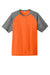 Sport-Tek ST362 Mens Contender Heather Moisture Wicking Short Sleeve Crewneck T-Shirt Heather Deep Orange/Heather Graphite Grey Flat Front