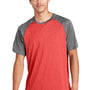 Sport-Tek Mens Contender Heather Moisture Wicking Short Sleeve Crewneck T-Shirt - Heather Scarlet Red/Heather Graphite Grey