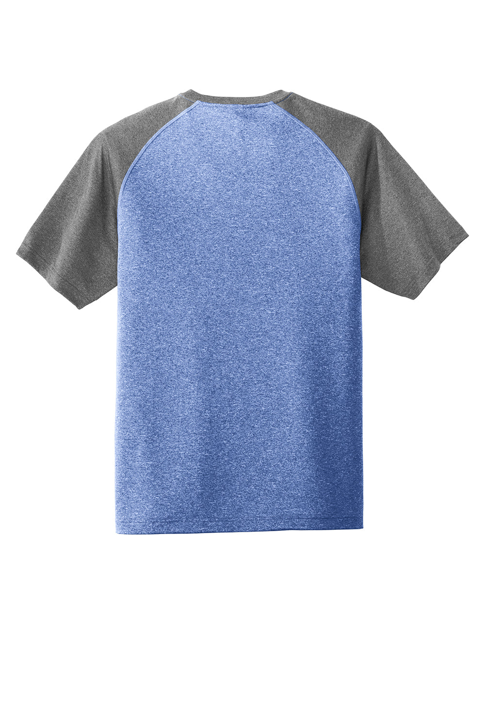 Sport-Tek ST362 Mens Contender Heather Moisture Wicking Short Sleeve Crewneck T-Shirt Heather True Royal Blue/Heather Graphite Grey Flat Back