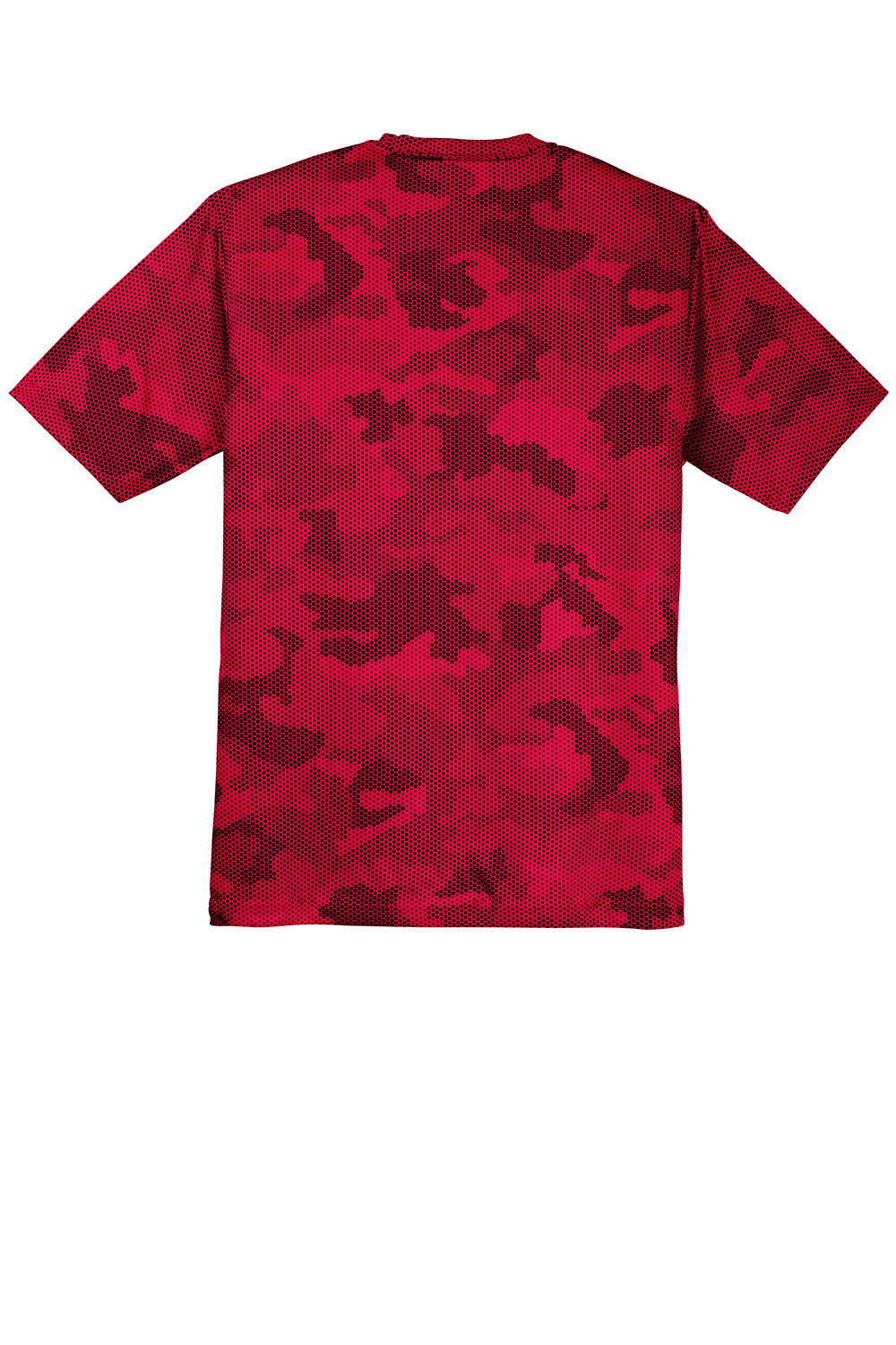 Sport-Tek ST370 Mens CamoHex Moisture Wicking Short Sleeve Crewneck T-Shirt Deep Red Flat Back