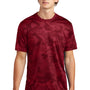 Sport-Tek Mens CamoHex Moisture Wicking Short Sleeve Crewneck T-Shirt - Deep Red