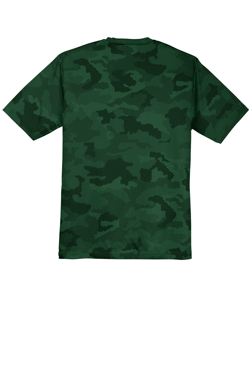 Sport-Tek ST370 Mens CamoHex Moisture Wicking Short Sleeve Crewneck T-Shirt Forest Green Flat Back