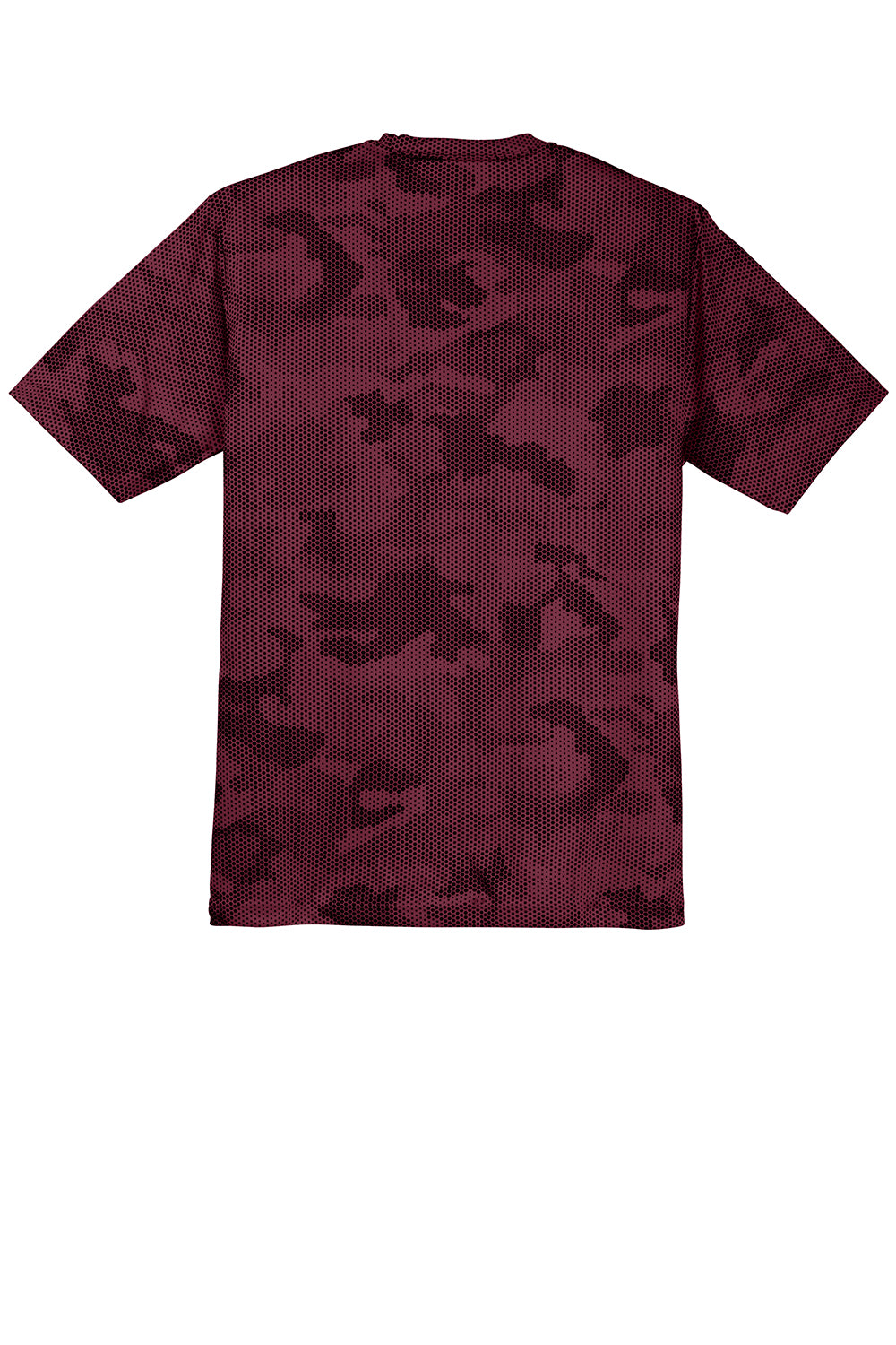 Sport-Tek ST370 Mens CamoHex Moisture Wicking Short Sleeve Crewneck T-Shirt Maroon Flat Back