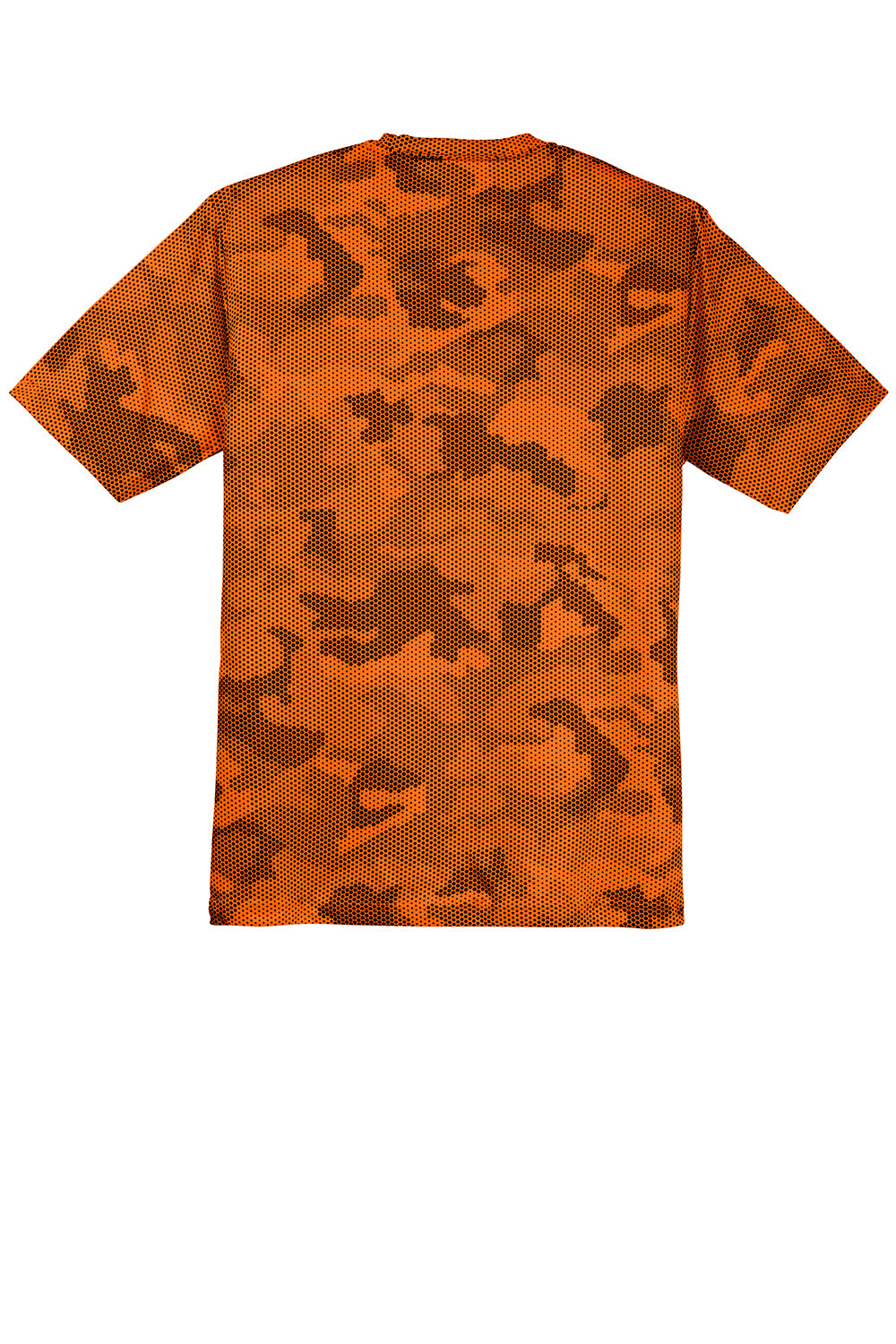 Sport-Tek ST370 Mens CamoHex Moisture Wicking Short Sleeve Crewneck T-Shirt Neon Orange Flat Back