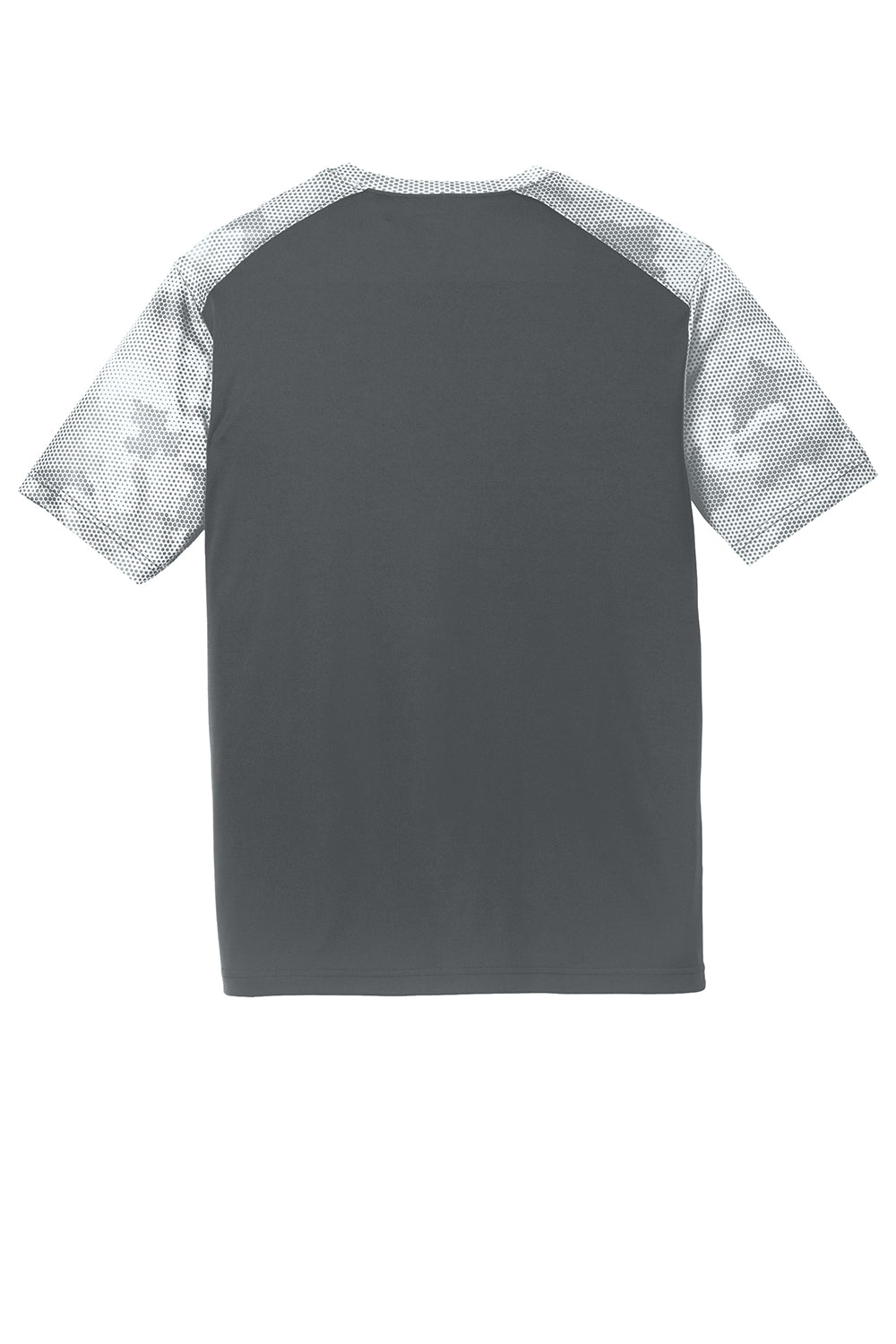 Sport-Tek ST371 Mens CamoHex Moisture Wicking Short Sleeve Crewneck T-Shirt Iron Grey/White Flat Back