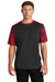 Sport-Tek ST371 Mens CamoHex Moisture Wicking Short Sleeve Crewneck T-Shirt Black/Deep Red Model Front