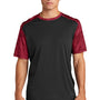 Sport-Tek Mens CamoHex Moisture Wicking Short Sleeve Crewneck T-Shirt - Black/Deep Red