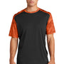 Sport-Tek Mens CamoHex Moisture Wicking Short Sleeve Crewneck T-Shirt - Black/Neon Orange