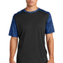 Sport-Tek Mens CamoHex Moisture Wicking Short Sleeve Crewneck T-Shirt - Black/True Royal Blue