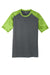 Sport-Tek ST371 Mens CamoHex Moisture Wicking Short Sleeve Crewneck T-Shirt Iron Grey/Lime Shock Green Flat Front