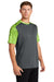 Sport-Tek ST371 Mens CamoHex Moisture Wicking Short Sleeve Crewneck T-Shirt Iron Grey/Lime Shock Green Model 3q