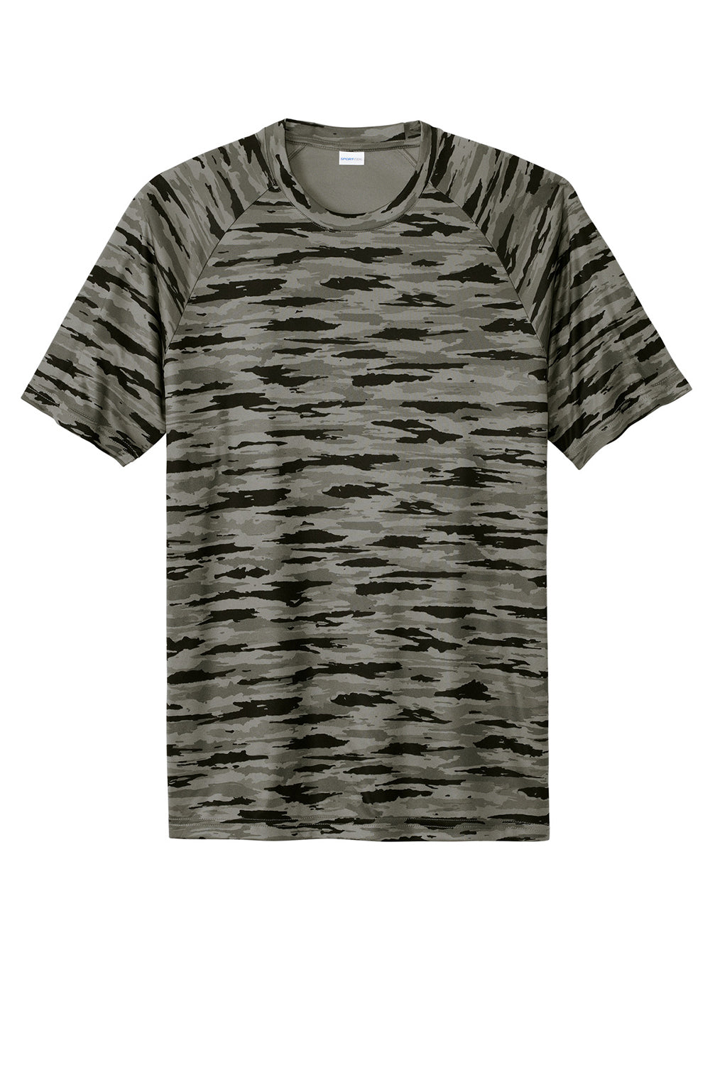 Sport-Tek ST375 Mens Drift Camo Moisture Wicking Short Sleeve Crewneck T-Shirt Black Flat Front