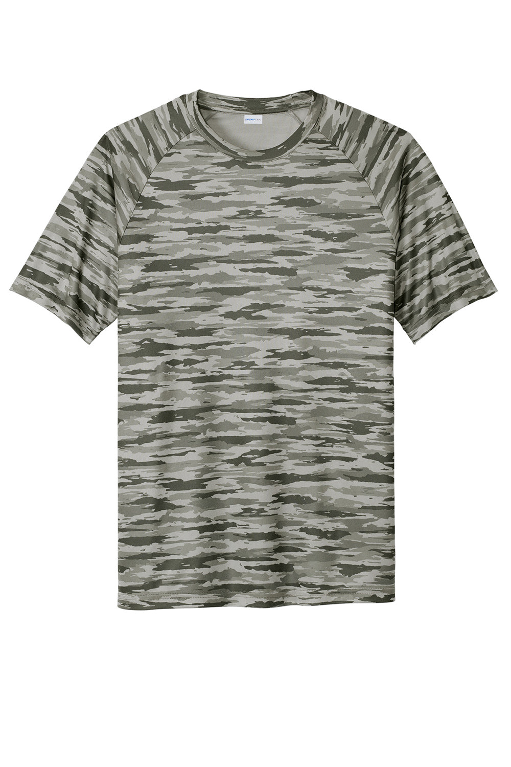 Sport-Tek ST375 Mens Drift Camo Moisture Wicking Short Sleeve Crewneck T-Shirt Silver Grey Flat Front