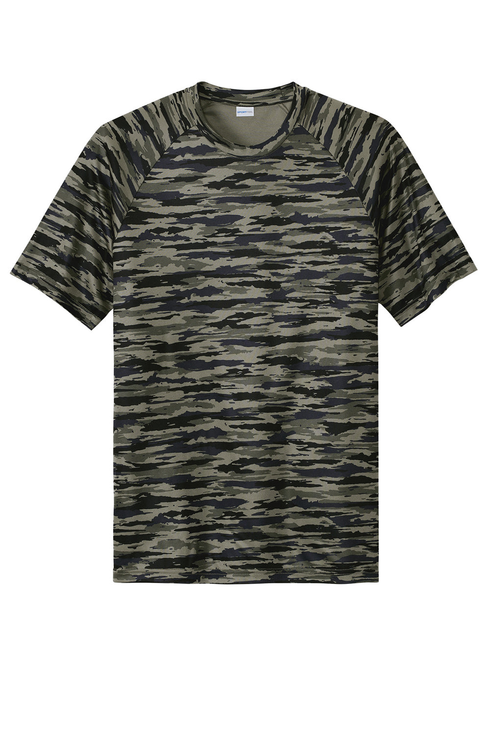 Sport-Tek ST375 Mens Drift Camo Moisture Wicking Short Sleeve Crewneck T-Shirt True Navy Blue Flat Front