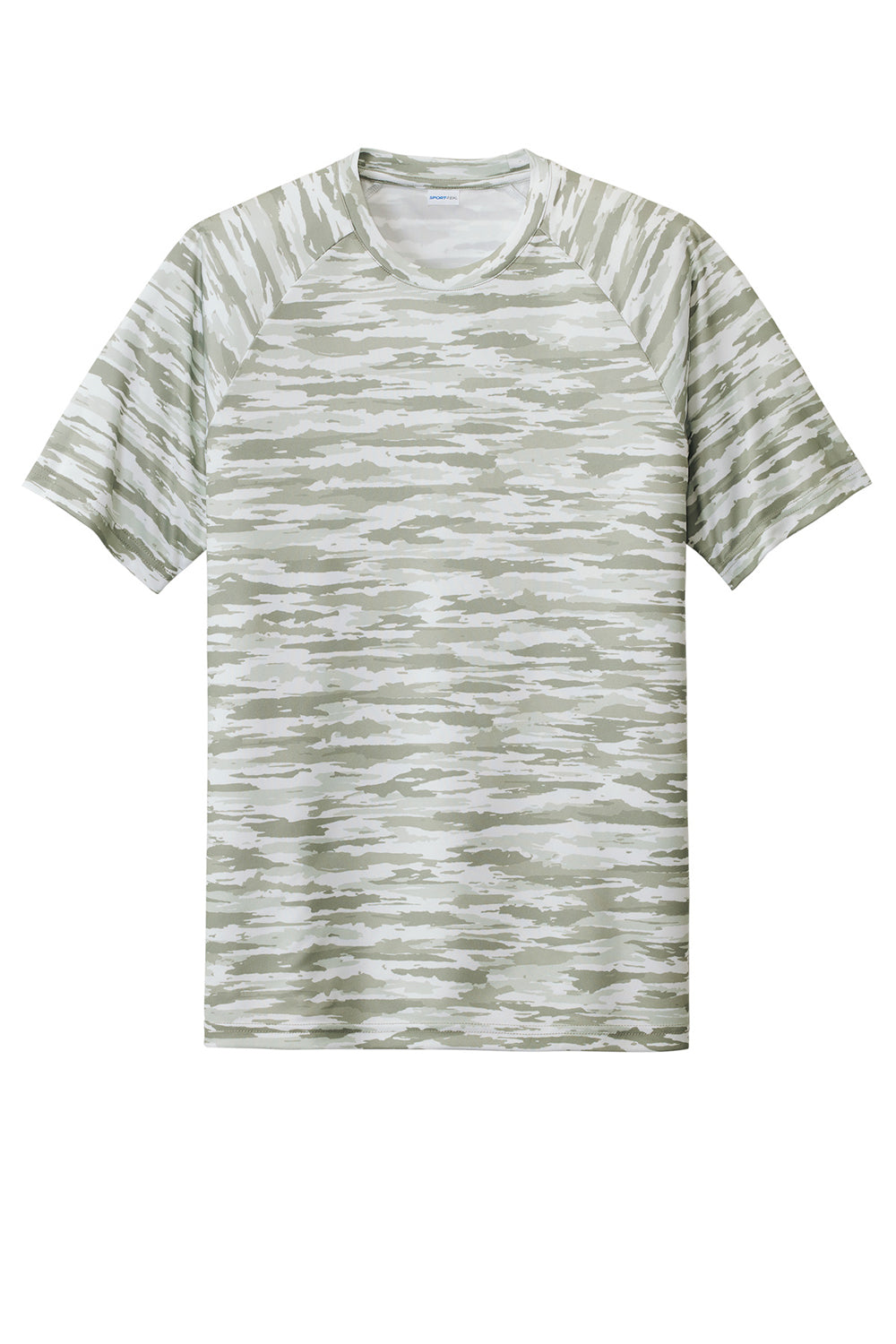 Sport-Tek ST375 Mens Drift Camo Moisture Wicking Short Sleeve Crewneck T-Shirt White Flat Front