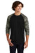 Sport-Tek ST376LS Mens Drift Camo Colorblock Moisture Wicking Long Sleeve Crewneck T-Shirt Black Model Front