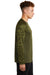 Sport-Tek ST376LS Mens Drift Camo Colorblock Moisture Wicking Long Sleeve Crewneck T-Shirt Olive Drab Green Model Side