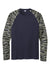 Sport-Tek ST376LS Mens Drift Camo Colorblock Moisture Wicking Long Sleeve Crewneck T-Shirt True Navy Blue Flat Front