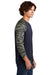 Sport-Tek ST376LS Mens Drift Camo Colorblock Moisture Wicking Long Sleeve Crewneck T-Shirt True Navy Blue Model Side