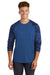 Sport-Tek ST376LS Mens Drift Camo Colorblock Moisture Wicking Long Sleeve Crewneck T-Shirt True Royal Blue Model Front