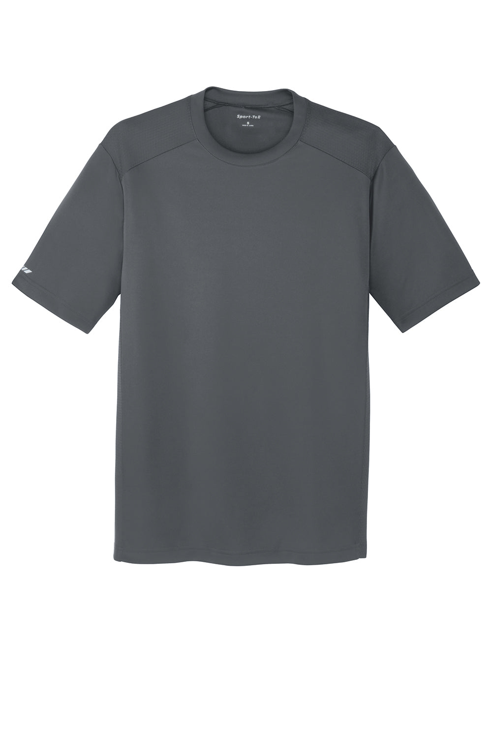 Sport-Tek ST380 Mens Elevate Moisture Wicking Short Sleeve Crewneck T-Shirt Iron Grey Flat Front