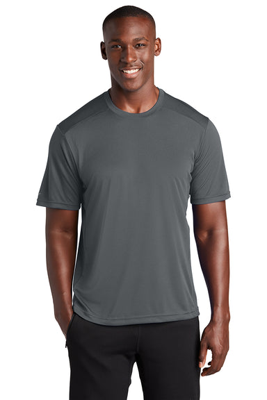 Sport-Tek ST380 Mens Elevate Moisture Wicking Short Sleeve Crewneck T-Shirt Iron Grey Model Front