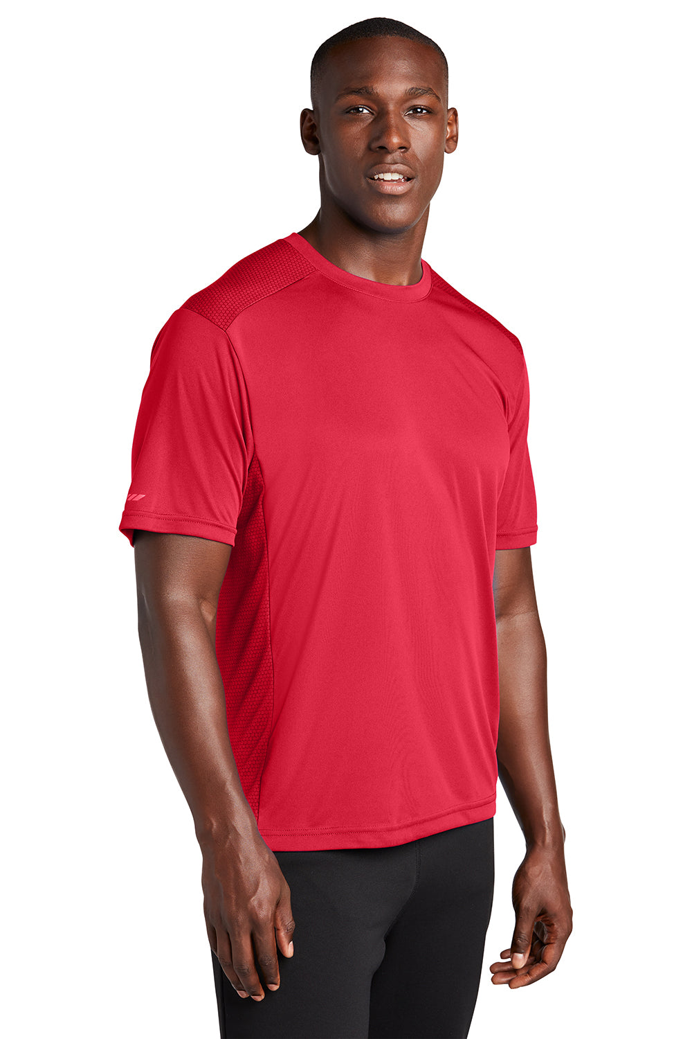 Sport-Tek ST380 Mens Elevate Moisture Wicking Short Sleeve Crewneck T-Shirt True Red Model 3q