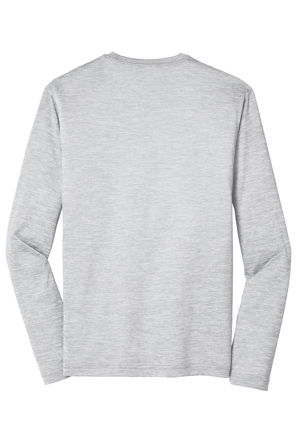 Sport-Tek ST390LS Mens Electric Heather Moisture Wicking Long Sleeve Crewneck T-Shirt Silver Grey Electric Flat Back