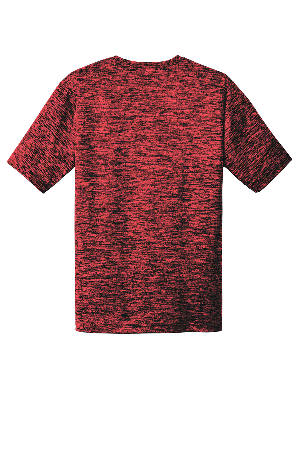 Sport-Tek ST390 Mens Electric Heather Moisture Wicking Short Sleeve Crewneck T-Shirt Deep Red/Black Electric Flat Back