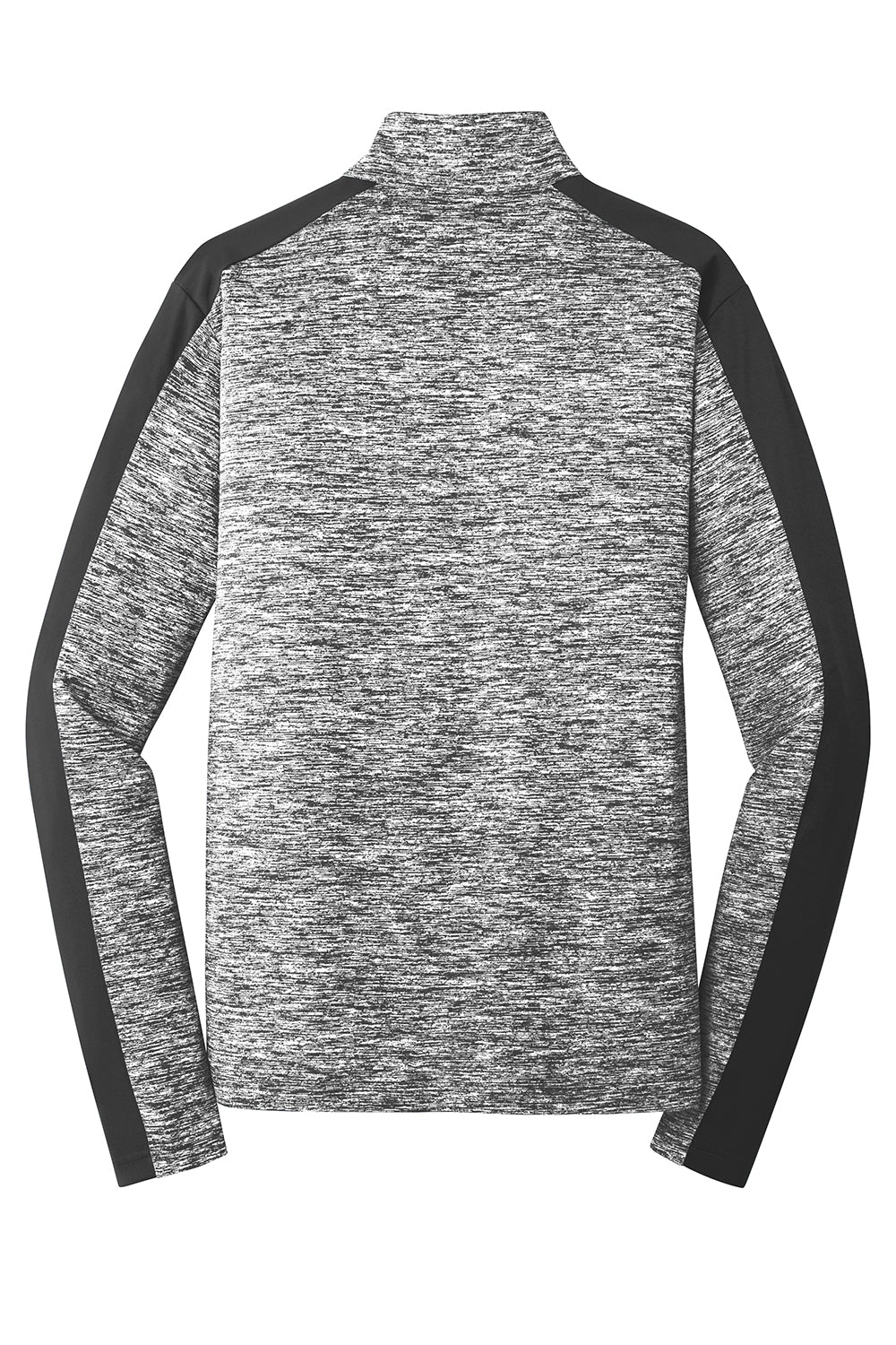 Sport-Tek ST397 Mens Electric Heather Moisture Wicking 1/4 Zip Sweatshirt Black Electric/Black Flat Back