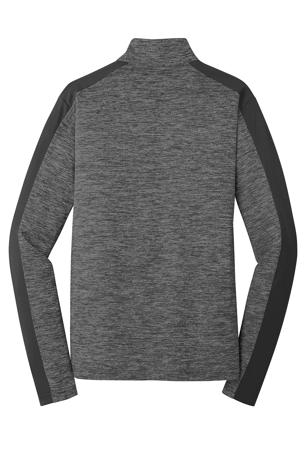 Sport-Tek ST397 Mens Electric Heather Moisture Wicking 1/4 Zip Sweatshirt Grey Black Electric/Black Flat Back