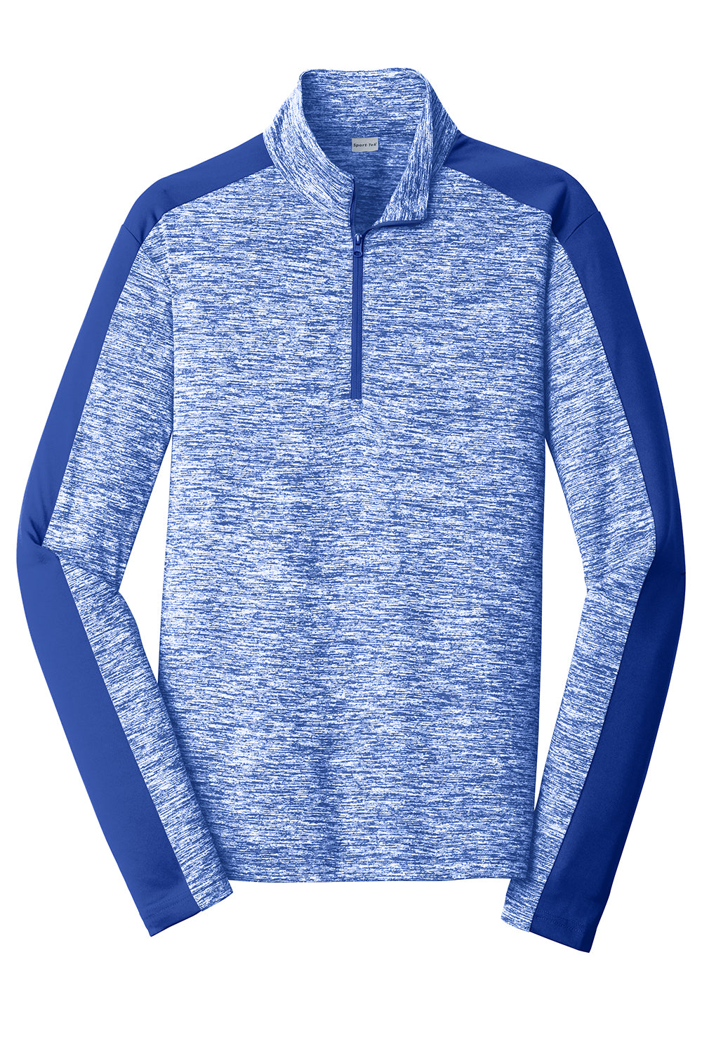 Sport-Tek ST397 Mens Electric Heather Moisture Wicking 1/4 Zip Sweatshirt True Royal Blue Electric/True Royal Blue Flat Back