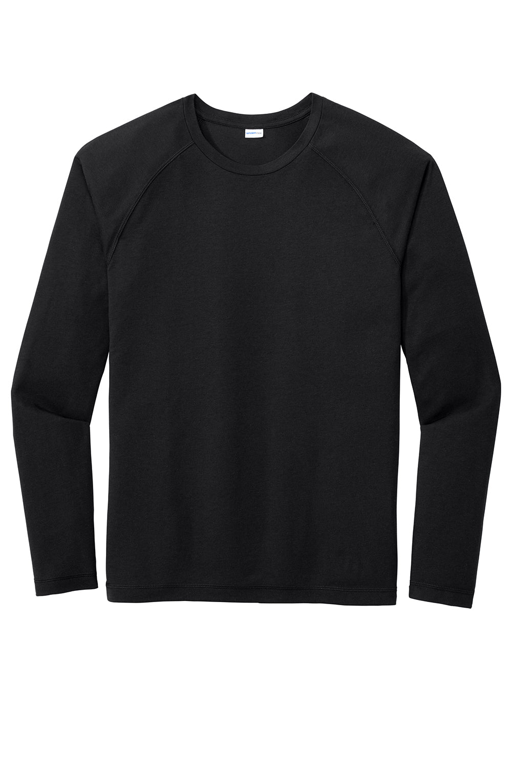 Sport-Tek ST400LS Mens Moisture Wicking Long Sleeve Crewneck T-Shirt Black Flat Front