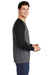 Sport-Tek ST400LS Mens Moisture Wicking Long Sleeve Crewneck T-Shirt Heather Dark Grey/Black Model Side