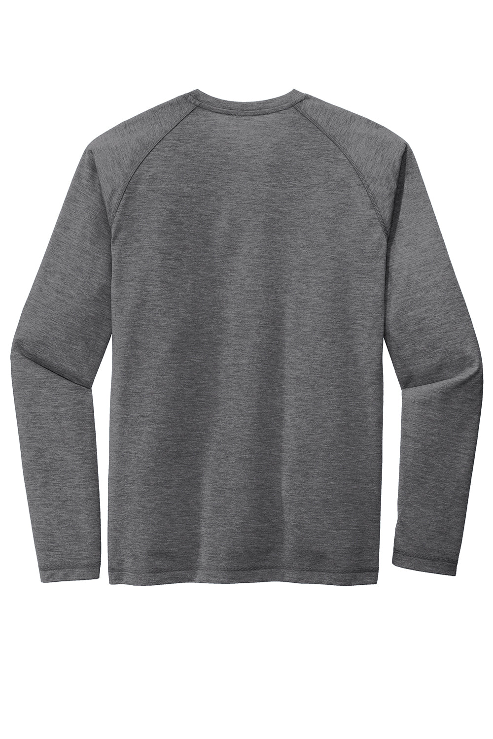 Sport-Tek ST400LS Mens Moisture Wicking Long Sleeve Crewneck T-Shirt Heather Dark Grey Flat Back