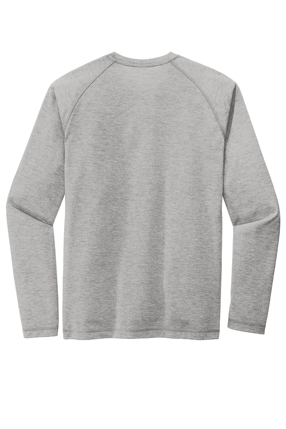 Sport-Tek ST400LS Mens Moisture Wicking Long Sleeve Crewneck T-Shirt Heather Light Grey Flat Back