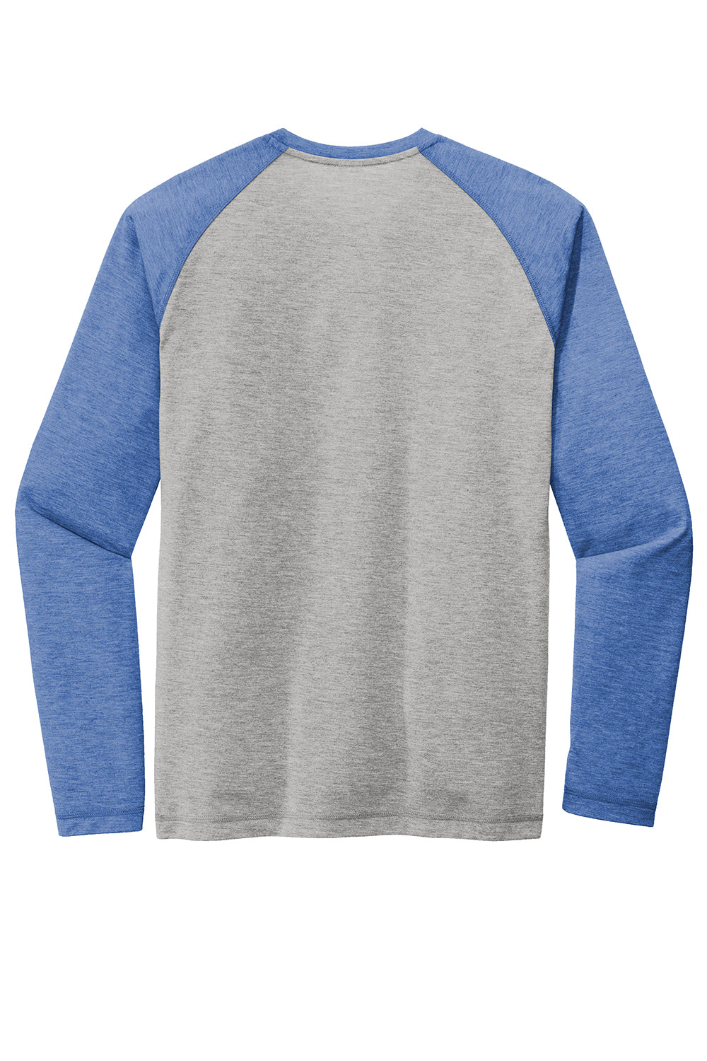 Sport-Tek ST400LS Mens Moisture Wicking Long Sleeve Crewneck T-Shirt Heather Light Grey/Heather True Royal Blue Flat Back