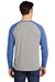 Sport-Tek ST400LS Mens Moisture Wicking Long Sleeve Crewneck T-Shirt Heather Light Grey/Heather True Royal Blue Model Back