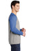 Sport-Tek ST400LS Mens Moisture Wicking Long Sleeve Crewneck T-Shirt Heather Light Grey/Heather True Royal Blue Model Side