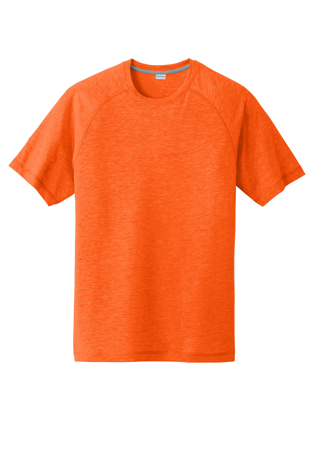 Sport-Tek ST400 Mens Moisture Wicking Short Sleeve Crewneck T-Shirt Heather Deep Orange Flat Front