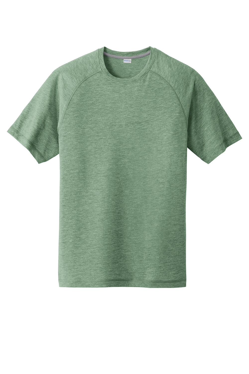 Sport-Tek ST400 Mens Moisture Wicking Short Sleeve Crewneck T-Shirt Heather Forest Green Flat Front