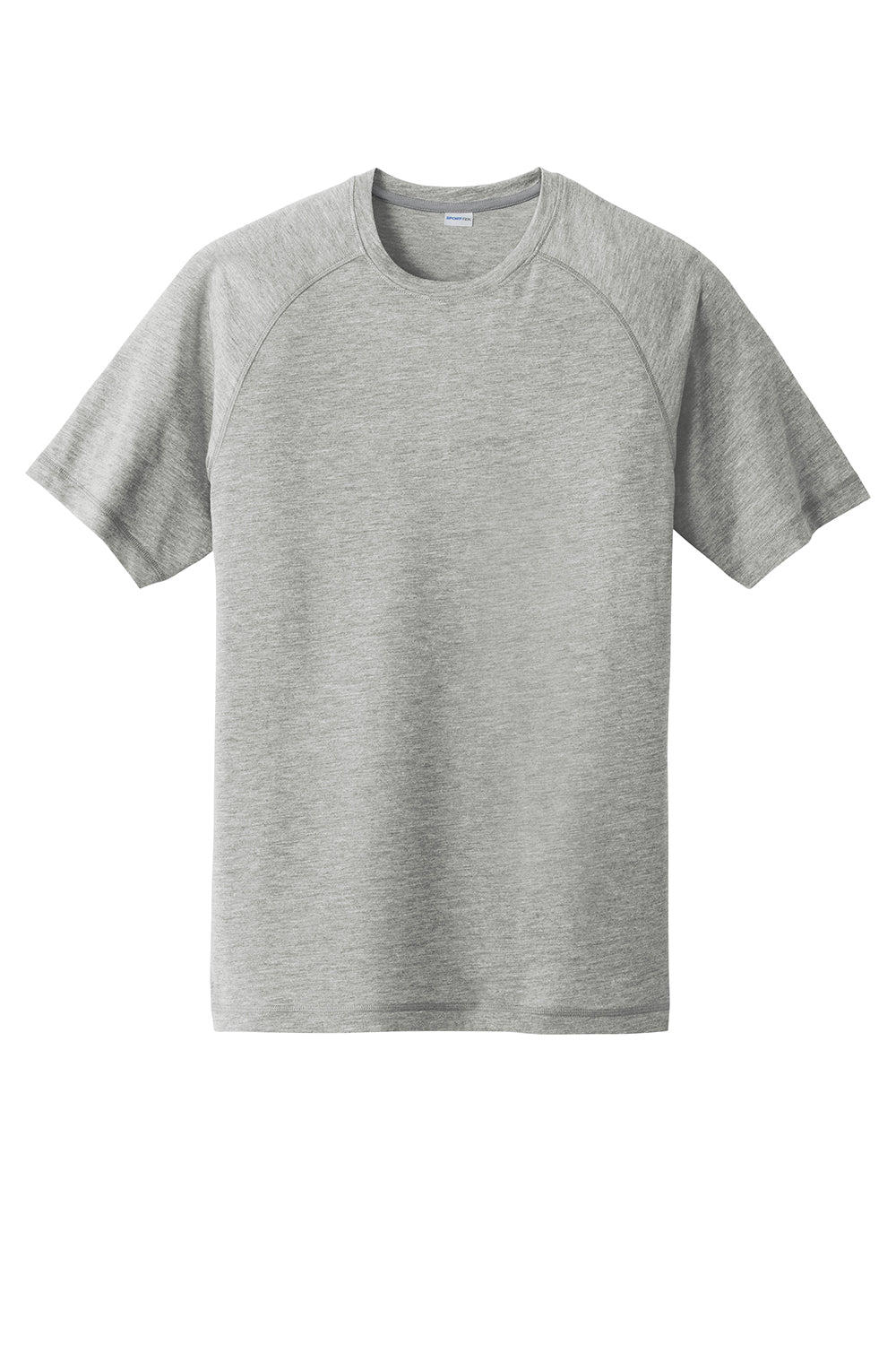 Sport-Tek ST400 Mens Moisture Wicking Short Sleeve Crewneck T-Shirt Heather Light Grey Flat Front