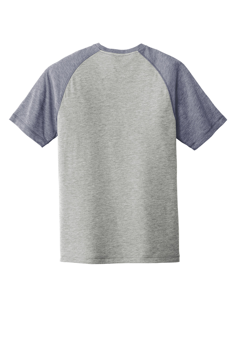 Sport-Tek ST400 Mens Moisture Wicking Short Sleeve Crewneck T-Shirt Heather Light Grey/Heather True Navy Blue Flat Back