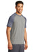 Sport-Tek ST400 Mens Moisture Wicking Short Sleeve Crewneck T-Shirt Heather Light Grey/Heather True Navy Blue Model 3q